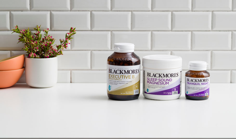 Blackmores Executive B Stress Formula, Sleep Sound Magnesium and Tranquil Night